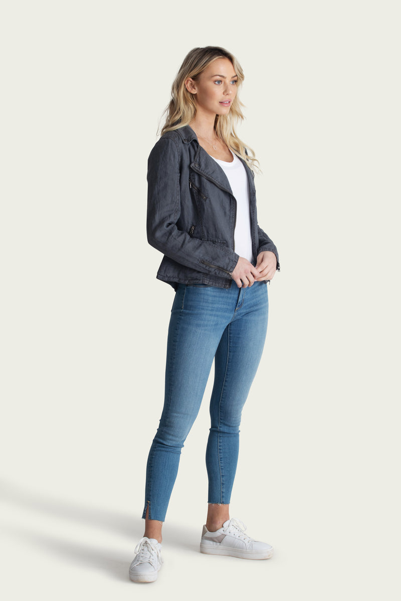 Aspen Linen Moto Jacket - Marrakech Clothing