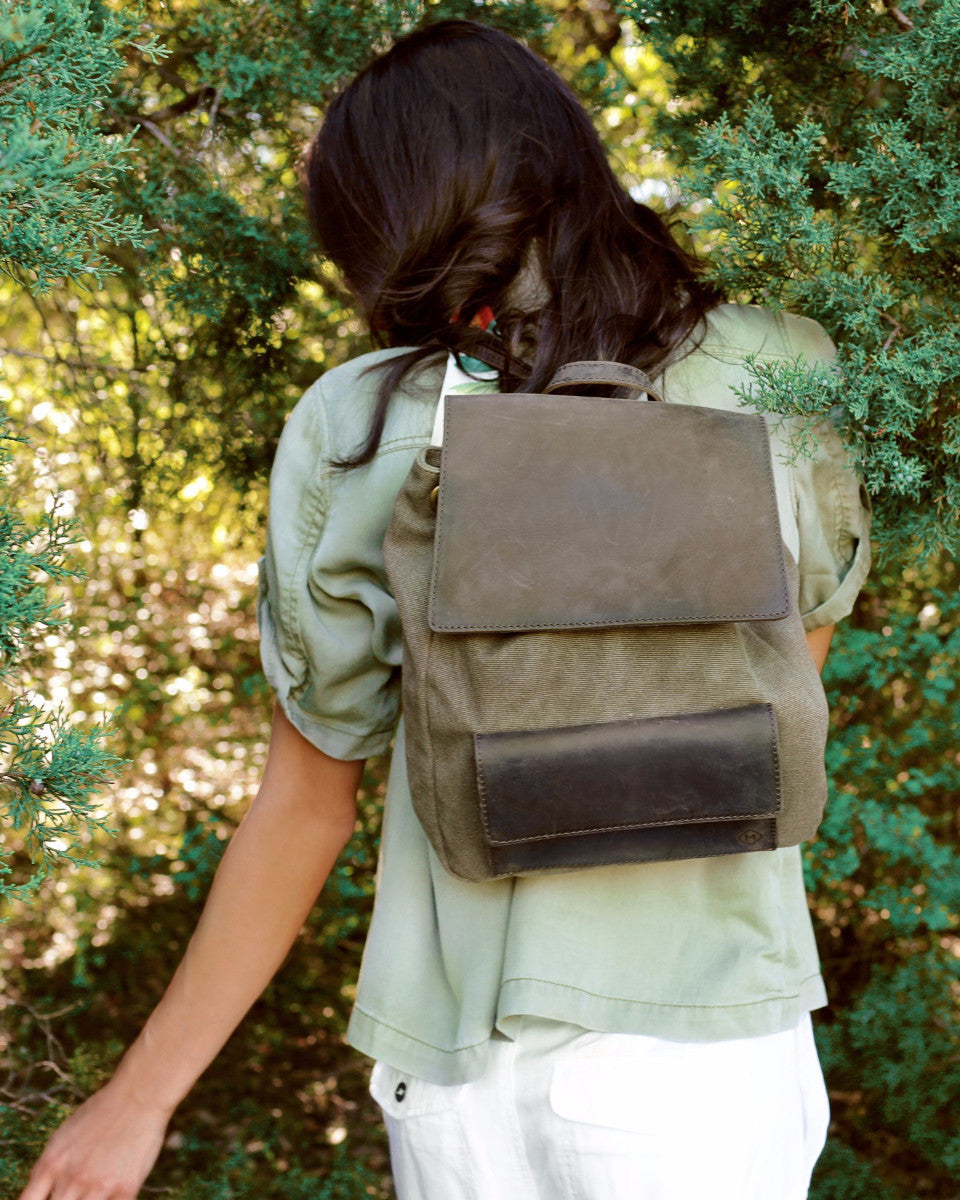 Booker Leather Canvas Backpack - Marrakech Clothing