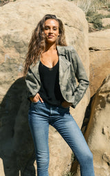 Zahara Scuba Suede Moto Jacket - Marrakech Clothing
