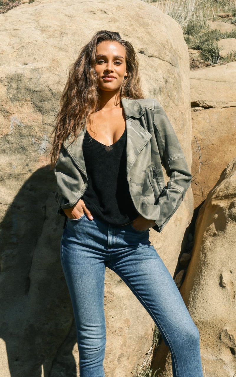 Zahara Scuba Suede Moto Jacket - Marrakech Clothing
