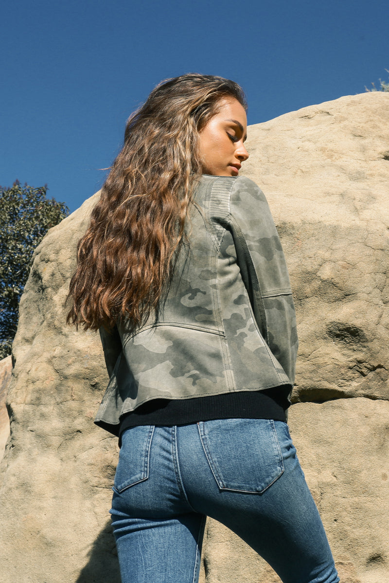 Zahara Scuba Suede Moto Jacket - Marrakech Clothing