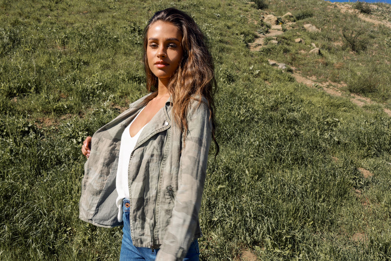Aspen Linen Moto Jacket - Marrakech Clothing