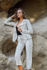 Aspen Linen Moto Jacket - Marrakech Clothing