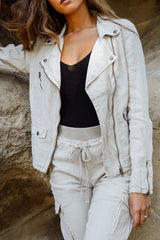 Aspen Linen Moto Jacket - Marrakech Clothing