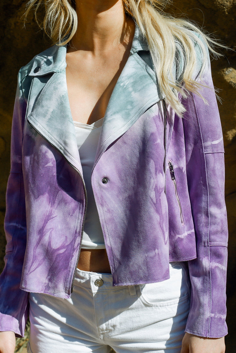 Zahara Scuba Suede Moto Jacket - Marrakech Clothing