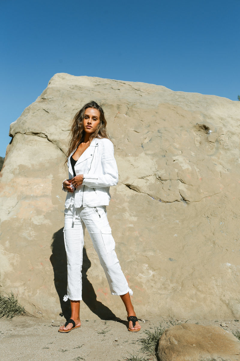 Linen Moto Jacket Women 