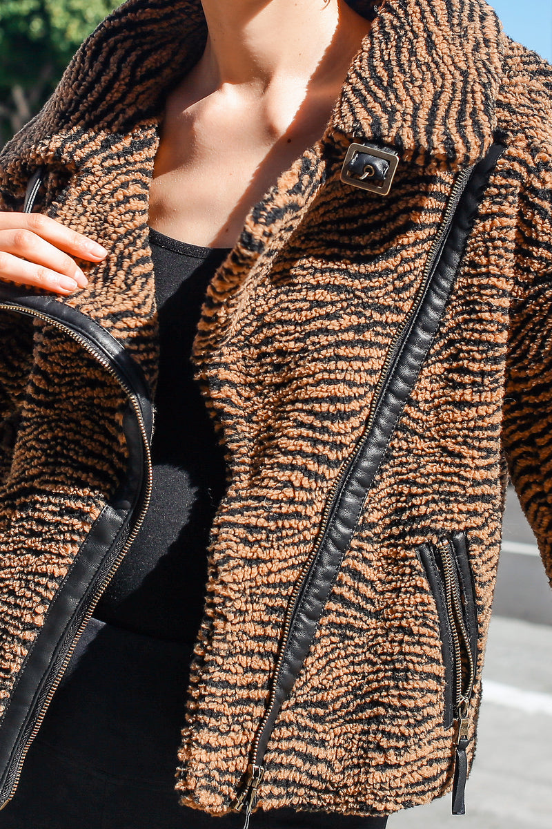 Vera Sherpa Moto Jacket - Marrakech Clothing