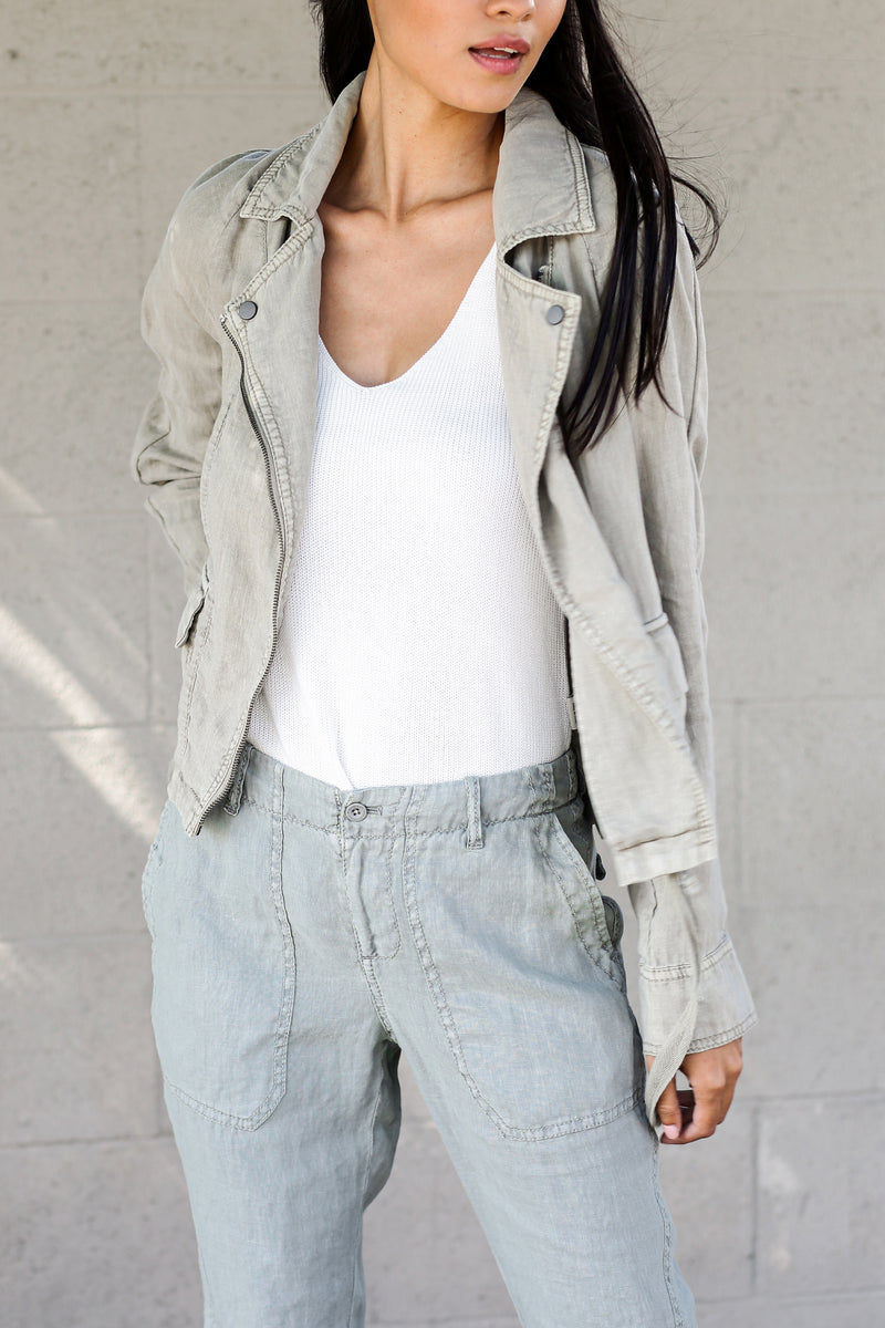  Linen Moto Jacket