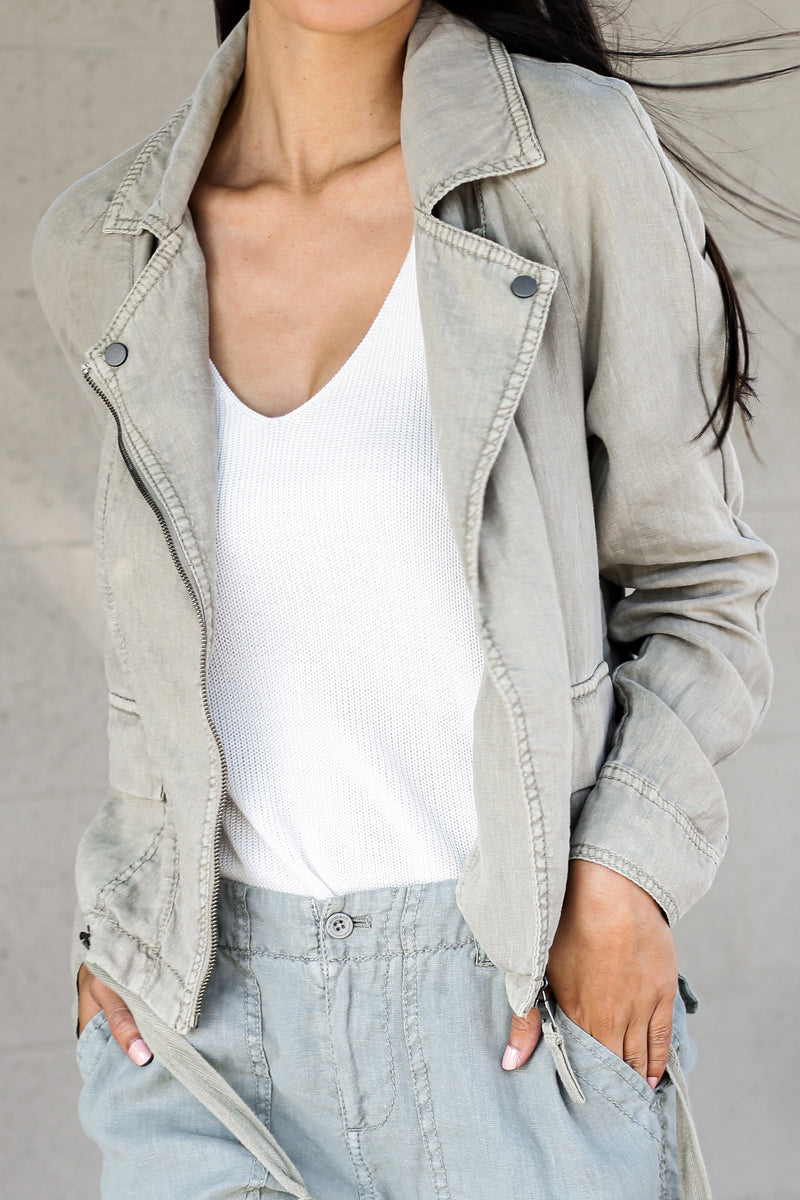  Linen Moto Jacket