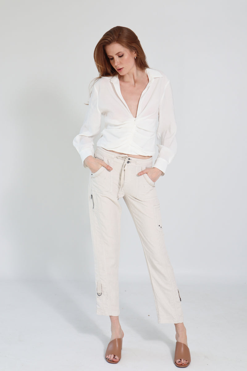  Solid Tencel Linen Beach Pant