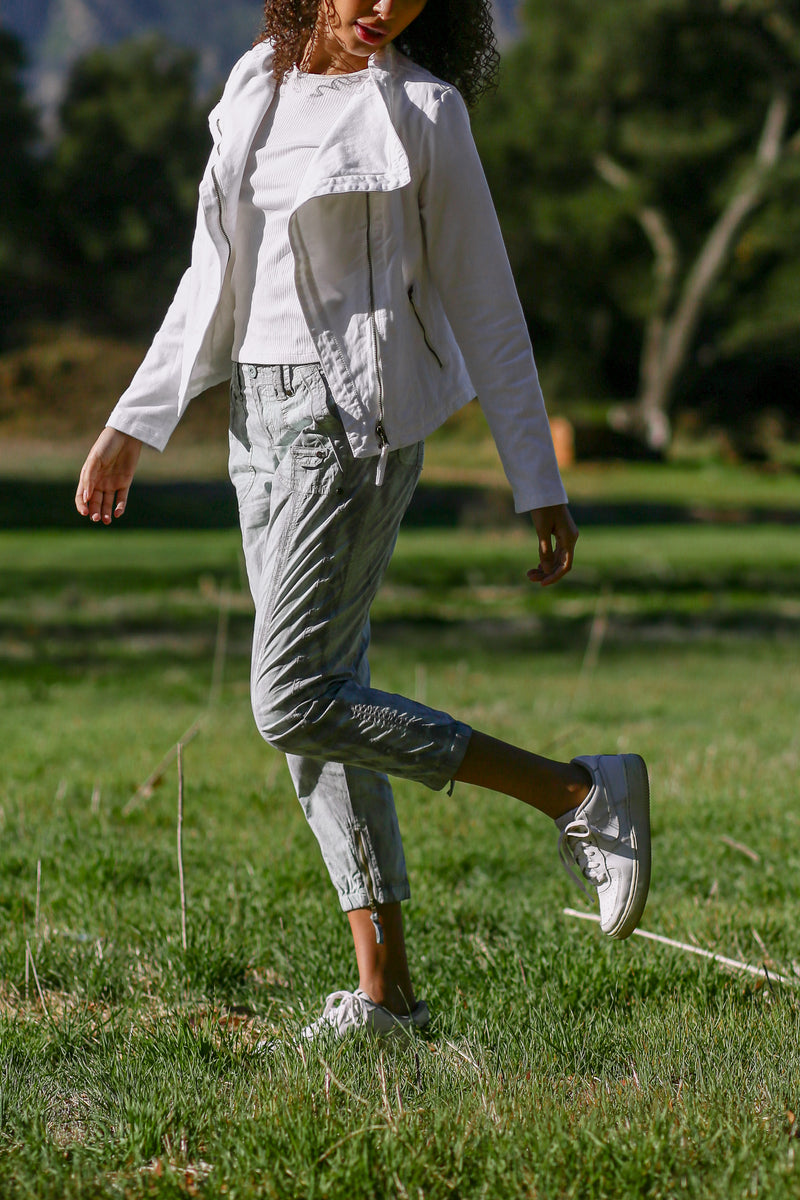 Stretch Poplin Zipper Jogger Pant