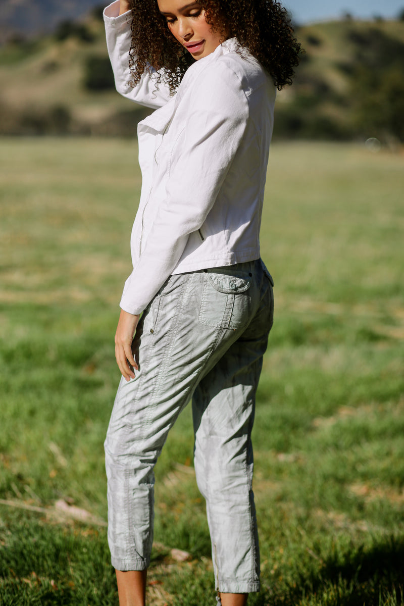 Stretch Poplin Zipper Jogger Pant