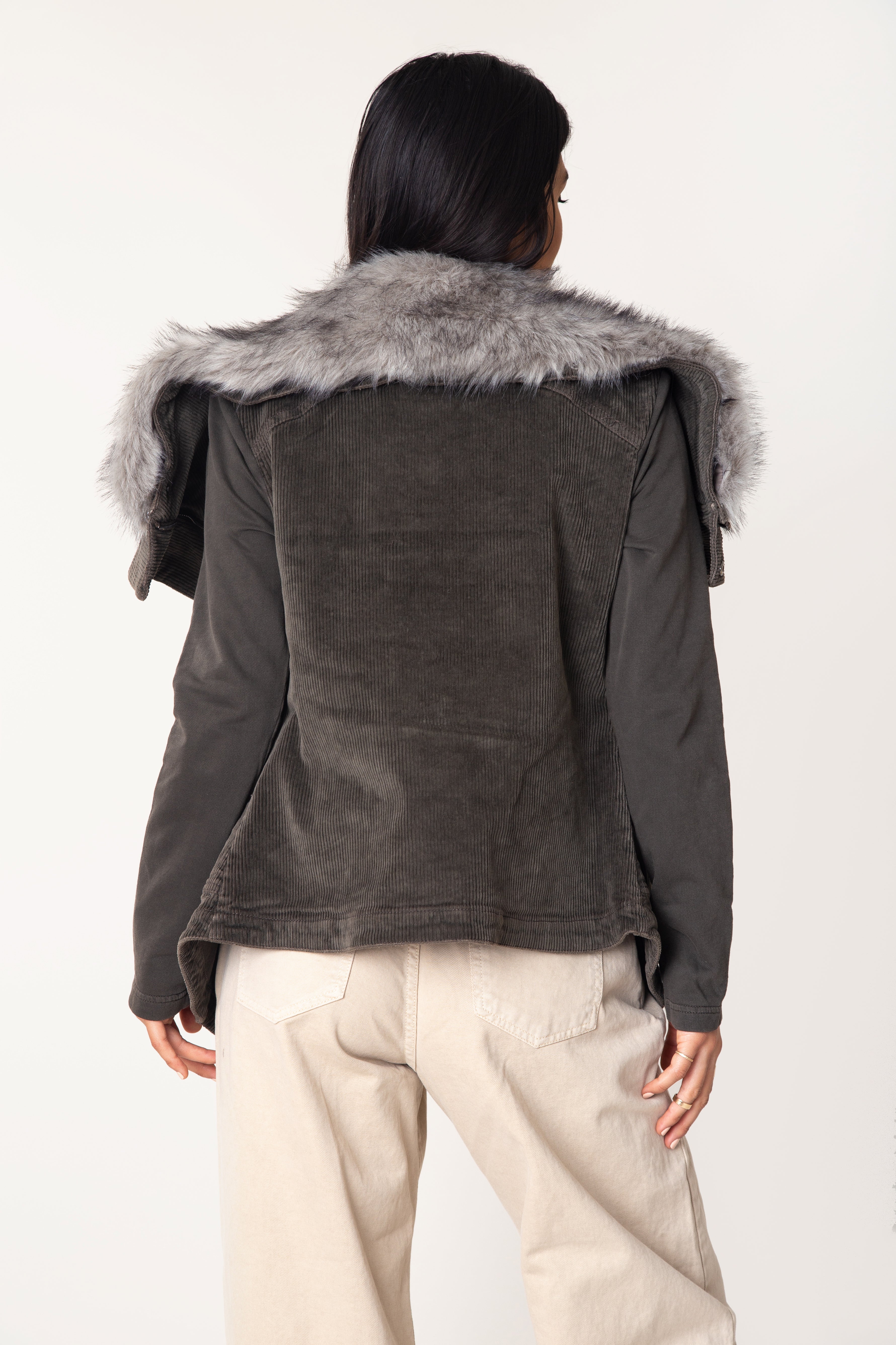 Kym Cord Fur Wrap Jacket - Marrakech Clothing