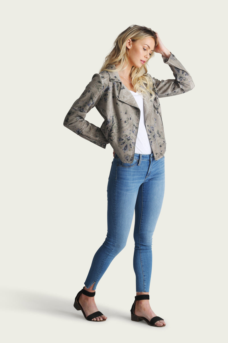 Zahara Scuba Suede Moto Jacket - Marrakech Clothing