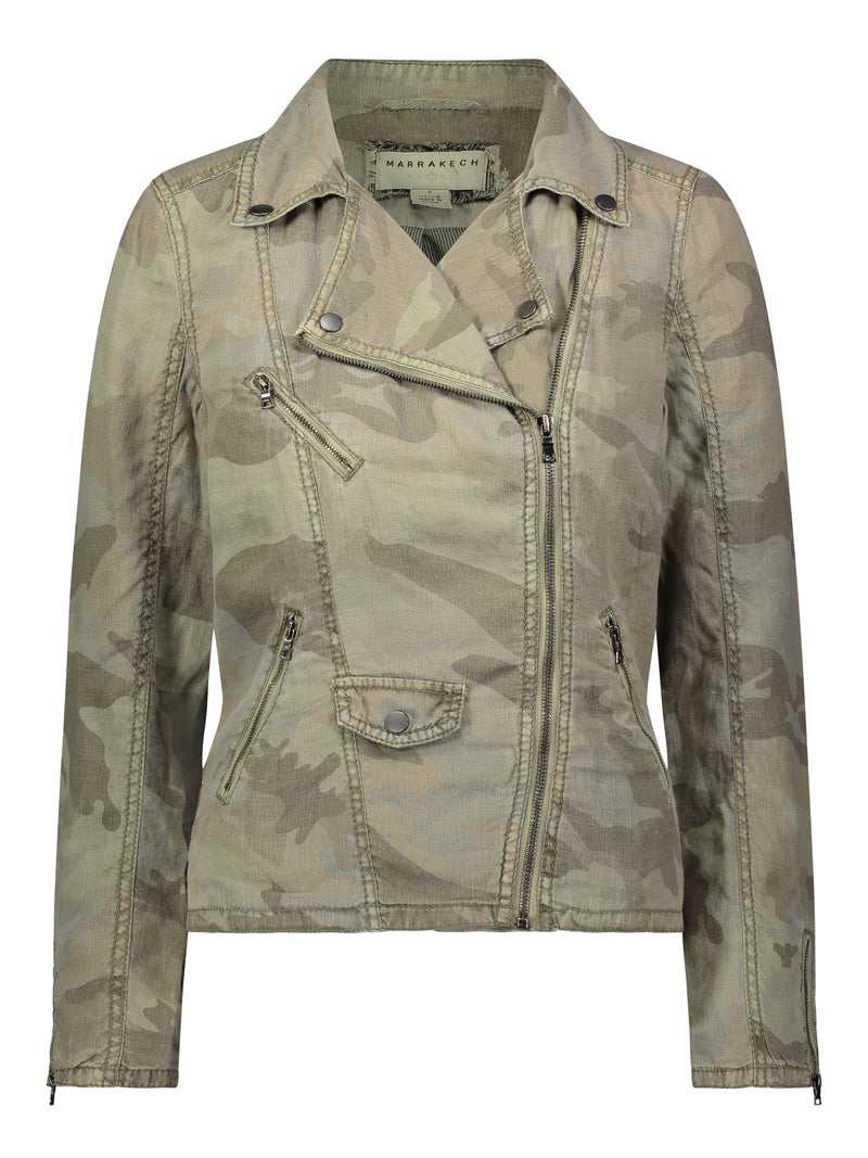 Linen Moto Jacket Women 
