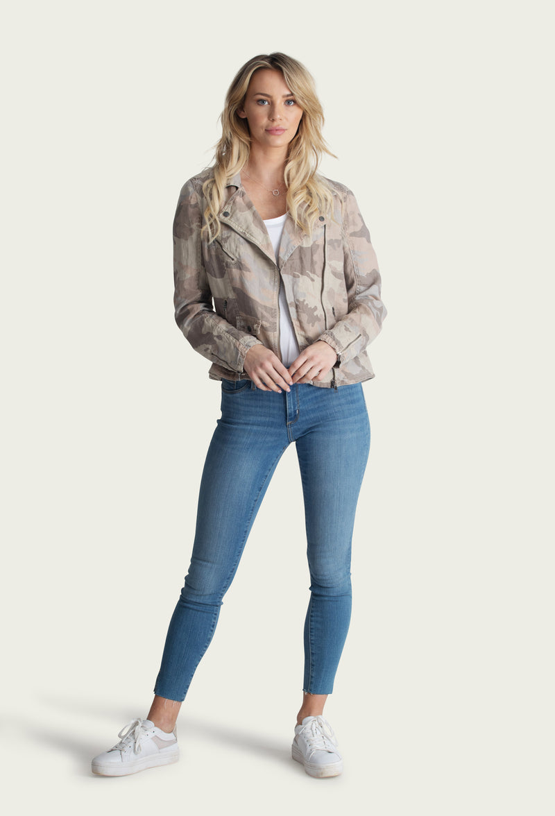 Aspen Linen Moto Jacket - Marrakech Clothing