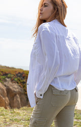 lightweight linen button down top women