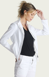 Linen Blend Women Moto Jacket