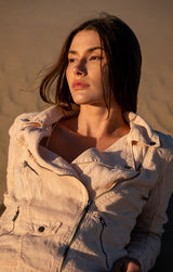 Linen Moto Jacket Women 