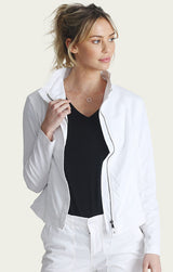 Linen Blend Women Moto Jacket
