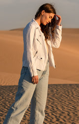 Linen Moto Jacket Women 