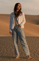 Linen Moto Jacket Women 